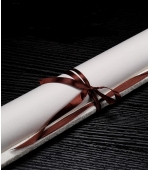 Pergament alb,de hartie de orez, pentru caligrafie, pictura, necompletat, montat pe panza de matase brocart, 118 cm