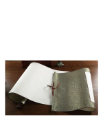 Pergament alb,de hartie de orez, pentru caligrafie, pictura, necompletat, montat pe panza de matase brocart, 148 cm