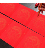 Hartie Xuan de orez, festiva, pentru cuplete caligrafie, rosie, cu model auriu, dimensiuni diferite 