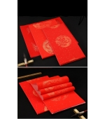 Set de hartie Xuan de orez, festiva, pentru cuplete caligrafie, rosie, cu model auriu, dimensiuni diferite 