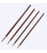 Set 4 pensule, pentru caligrafie, chineza, pictura, maner bambus vopsit, par natural, mustata de sobolan,diverse dimensiuni