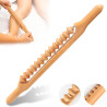 Roller  profesional din lemn, multifunctional, pentru masaj, terapie Gua Sha, cu 7 role duble, cu maner (cod R145)