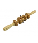 Roller din lemn  pentru masaj cu 4 discuri zimtate si o bila (cod R105-3)