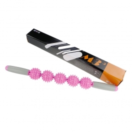 Roller masaj stick cu 5 bile zimtate roz (cod R121-2)