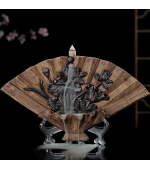 Decoratiune suport conuri parfumate backflow, forma de evantai cu lotus (Cod F63)