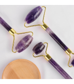 Rola dubla din jad, pentru masaj facial, mov (cod R139)