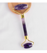 Rola dubla din jad, pentru masaj facial, mov (cod R139)