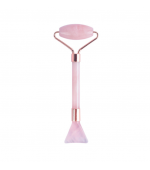 Rola dubla din jad roz, pentru masaj facial, cu paleta scraping (cod R138