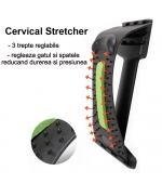 Dispozitiv Back Relax, reglabil pentru indreptarea coloanei cervicale, strech cervical, cu 3 magneti - VERDE (cod T54-1MC)