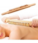 Roller  profesional din lemn, multifunctional, pentru masaj, terapie Gua Sha, cu 7 role duble, cu maner (cod R145)