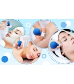 Set ventuze din sticla cu pompita din silicon, ideale pentru masajul facial, 4 bucati (cod V38)