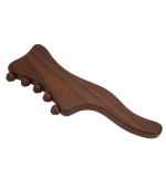 Dispozitiv profesional din lemn, multifunctional, pentru masaj, anticelulitic, terapie Gua Sha si presopunctura, cu 5 bile