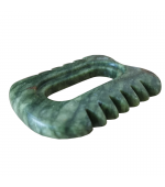 Dispozitiv  multifunctional din jad, cu maner, cu zimti, pentru  masaj anticelulitic/slimming/Gua Sha (cod G31S)