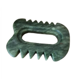 Dispozitiv  multifunctional din jad, cu maner, cu zimti, pentru  masaj anticelulitic/slimming/Gua Sha (cod G31S)