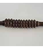 Roller din lemn wenge, pentru masaj, cu 4 role triple,  zimtate (cod R105-9S)