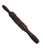 Roller din lemn wenge, pentru masaj, cu 4 role triple,  zimtate (cod R105-9S)