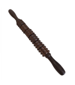 Roller din lemn wenge, pentru masaj, cu 6 role triple,  zimtate (cod R207S)