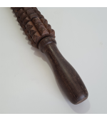 Roller din lemn wenge, pentru masaj, cu 6 role triple,  zimtate (cod R207S)