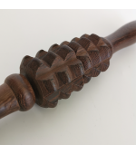 Roller din lemn wenge, pentru masaj cu 2 role triple, 6 discuri zimtate (cod R214S)