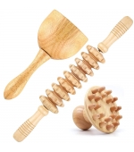Set 3 piese, masaj, anticelulitic, tonifiere,maderoterapie, lemn, roller + dispozitiv ciuperca + cupa)
