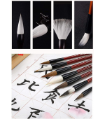 Set 7 pensule, pentru caligrafie, chineza, maner bambus lacuit, par natural