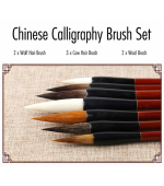 Set 7 pensule, pentru caligrafie, chineza, maner bambus lacuit, par natural