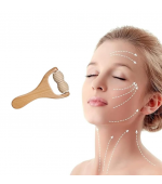 Roller din lemn, pentru masaj, corporal, facial,cu 2 role, cu maner, multifunctional  (cod R218S)