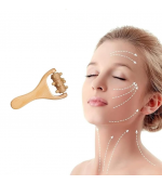 Roller, din lemn de fag, pentru masaj, corporal, facial, cu 1 rola, cu 12 proeminente,  mobila, cu maner, multifunctional